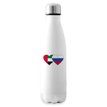 Vereinigte Arabische Emirate Russland Flagge Herz - Isolierflasche - Weiß - Rechts