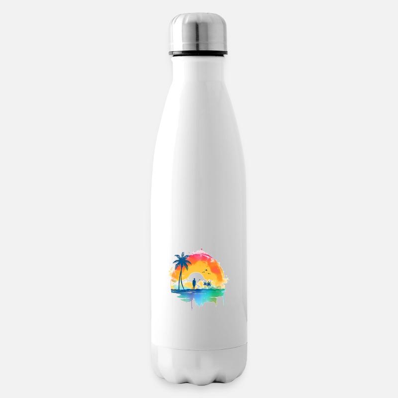 Coucher de soleil sur la plage - Bouteille isotherme - blanc