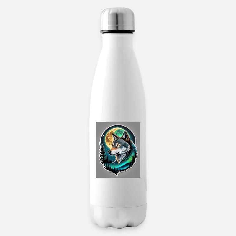 Wolf im Vollmond - Isolierflasche - Weiß