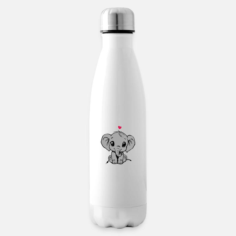 Eléphant mignon et cœur, cadeau pour bébé - Bouteille isotherme - blanc