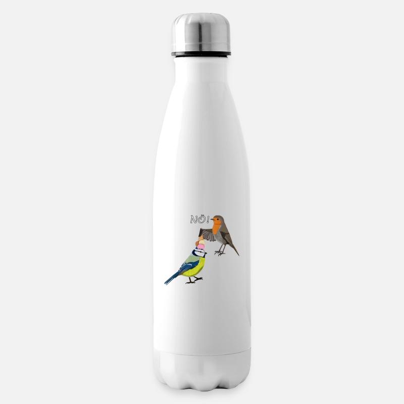 Rotkehlchen Blaumeise Eis Kopf NÖ Lustige Vögel - Isolierflasche - Weiß
