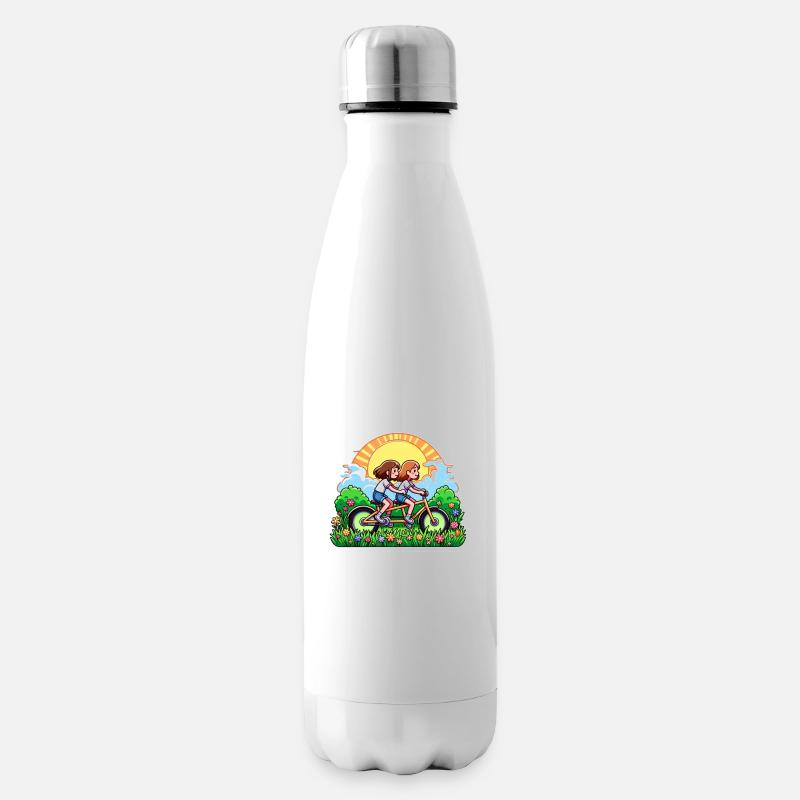 Avec le tandem à travers la nature - Bouteille isotherme - blanc