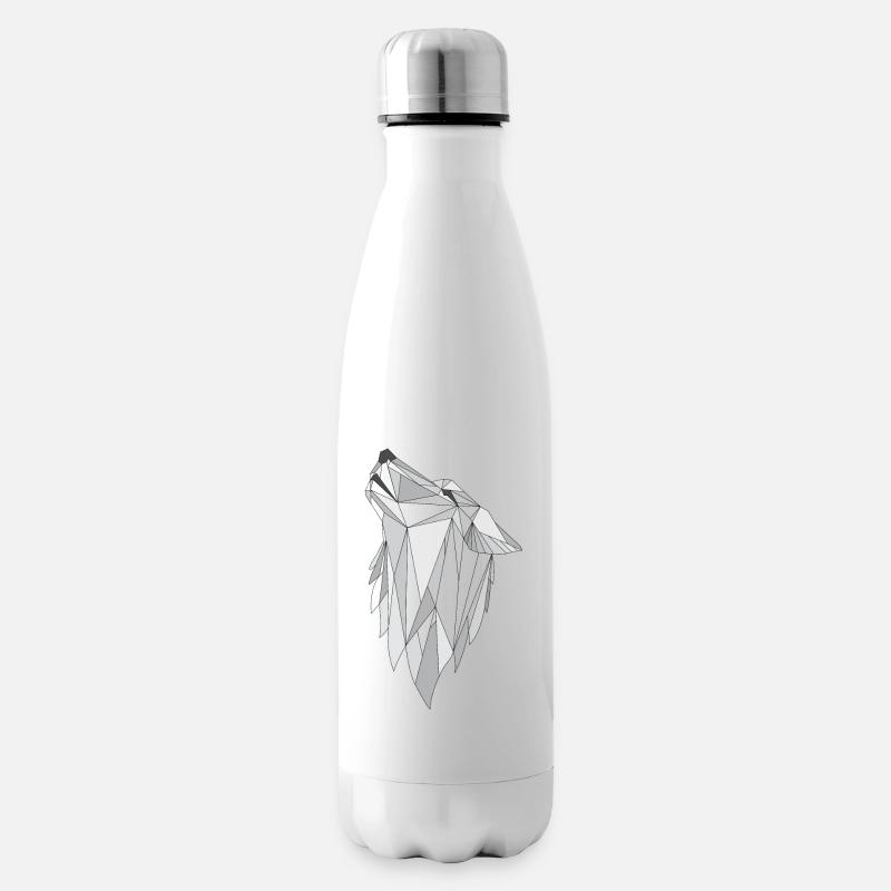 Geometrie Wolf grau - Isolierflasche - Weiß