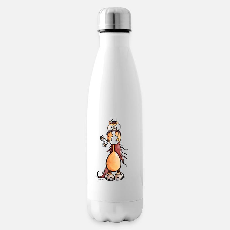 Drôle cheval dessin animé - Bouteille isotherme - blanc