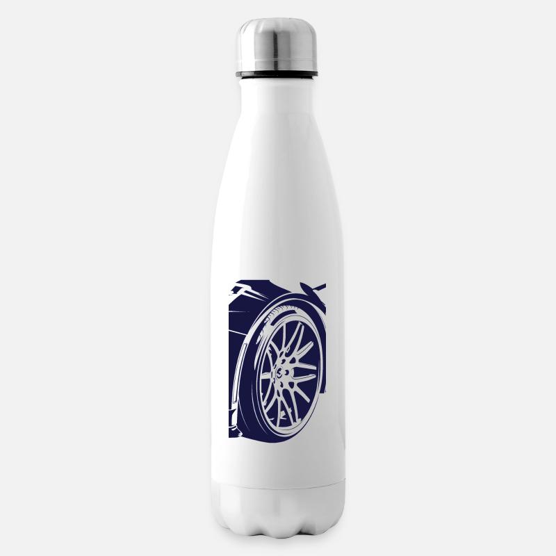 Metall- und Glasränder - Isolierflasche - Weiß