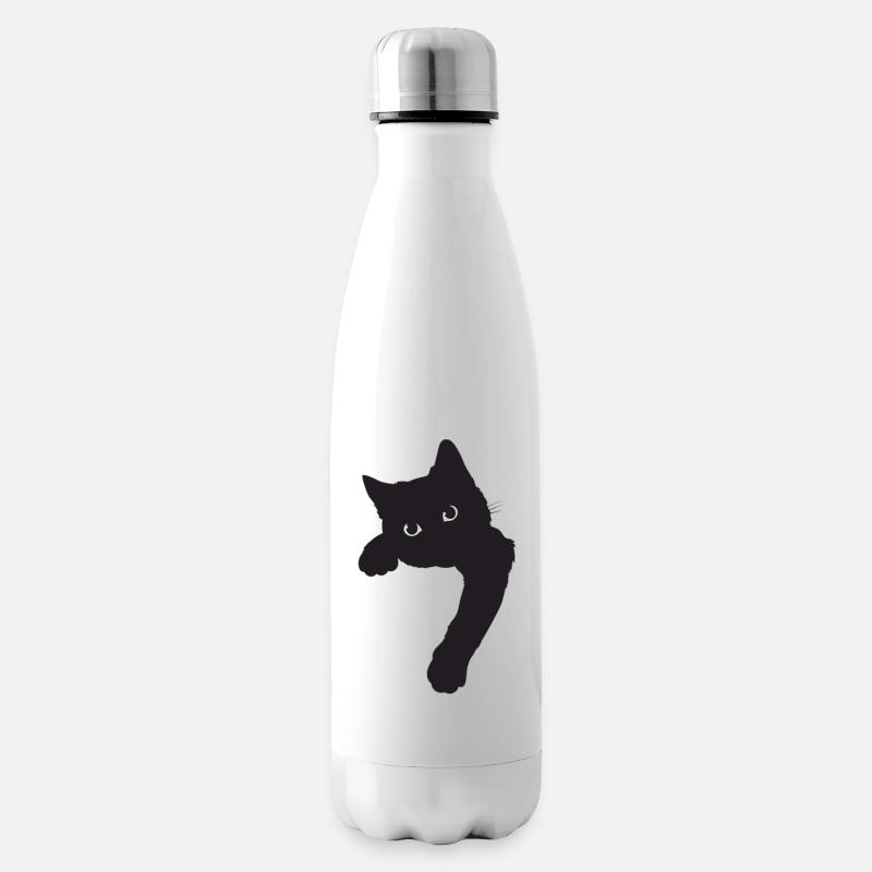 Chat noir mignon - Bouteille isotherme - blanc