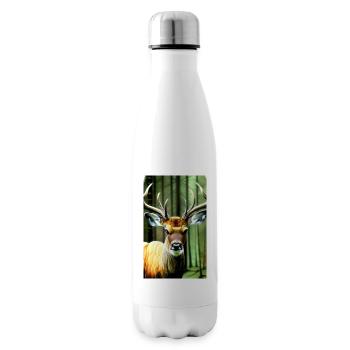 Cool Comic Portrait of a wild red deer majestic - Insulated Water Bottle - white - Right
