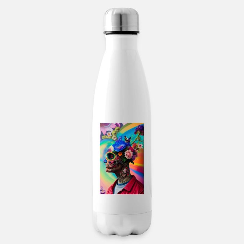 ARTWORK Flower Skull Head Guy - Isolierflasche - Weiß