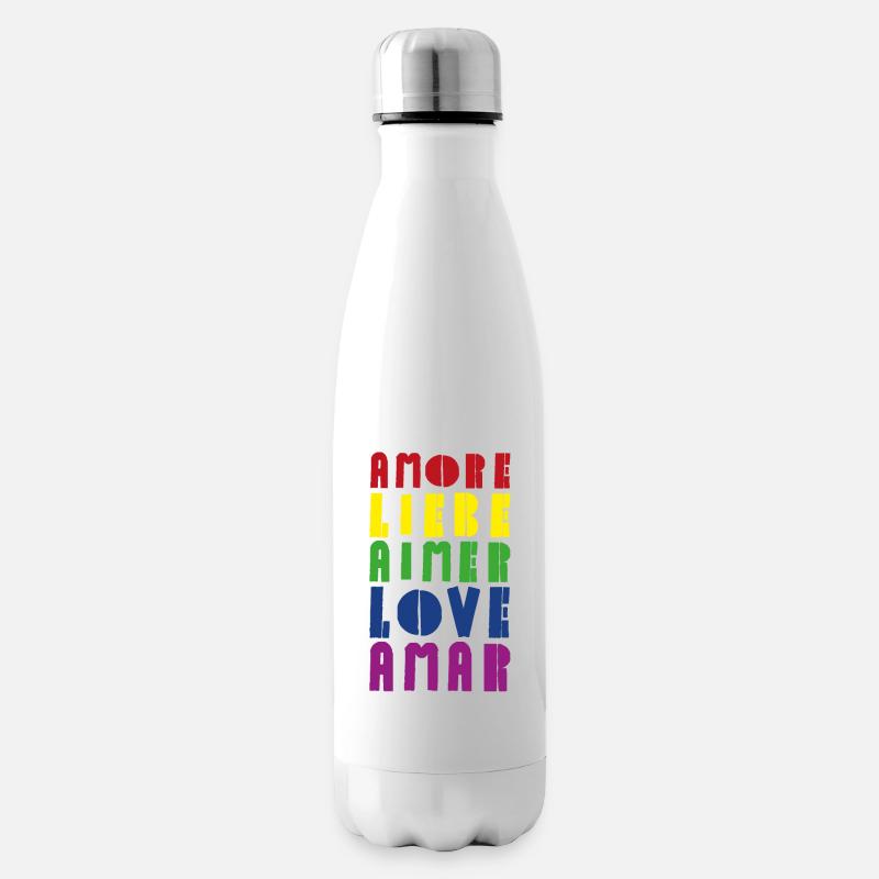 Love Rainbow Diverse Languages - Insulated Water Bottle - white