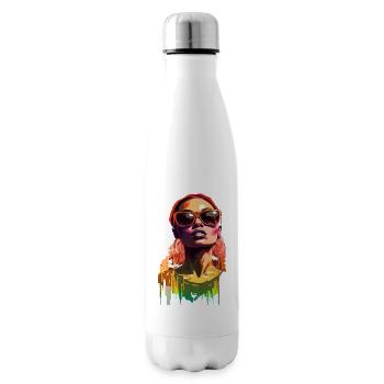 Beautiful female paint art Face colorful woman - Insulated Water Bottle - white - Right