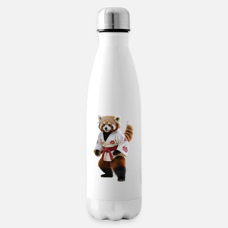 Sportlicher Roter Panda - Isolierflasche - Weiß