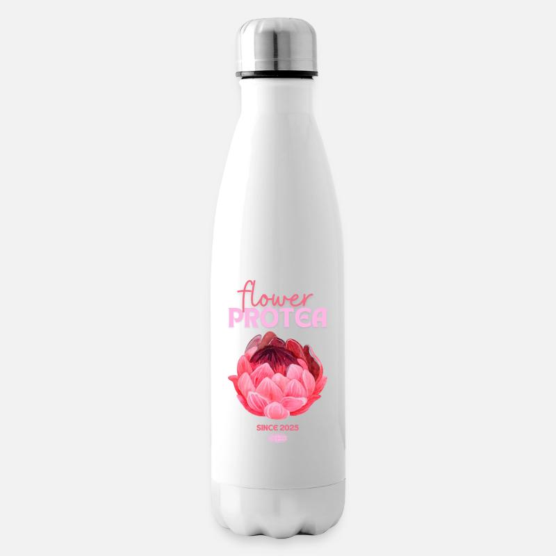 Protea Protea Fleur Proteas Fleurs roses - Bouteille isotherme - blanc