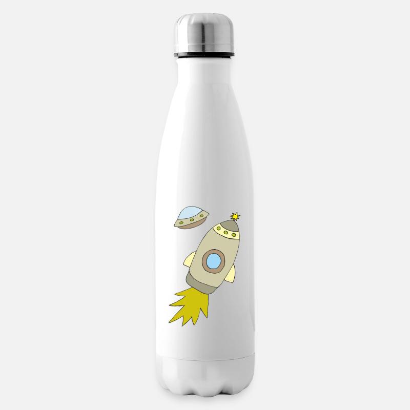 Weltraumrakete mit leuchtendem Antrieb - Isolierflasche - Weiß