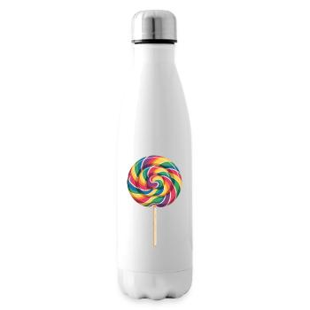 Colorful Rainbow Lollipop Spiral Look - Insulated Water Bottle - white - Right
