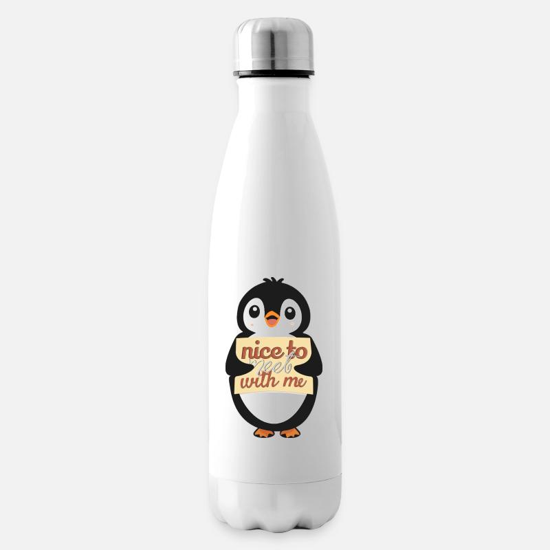 Pingouin avec Sympa de me rencontrer - Bouteille isotherme - blanc