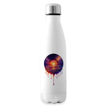 Vinyle qui goutte - Bouteille isotherme - blanc - Droite