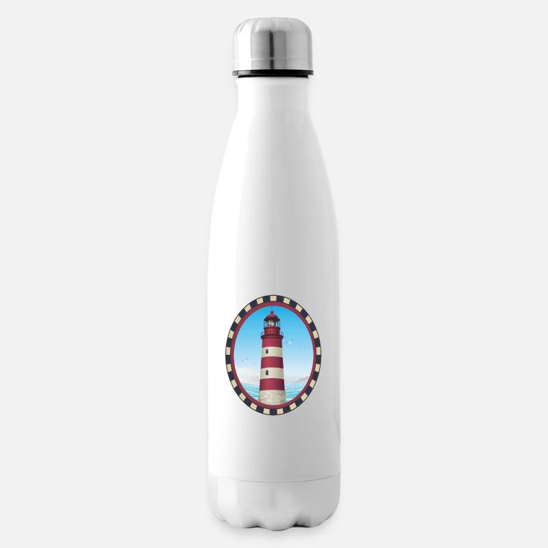 Leuchtturm Geschenk- Leuchtturm - Isolierflasche - Weiß