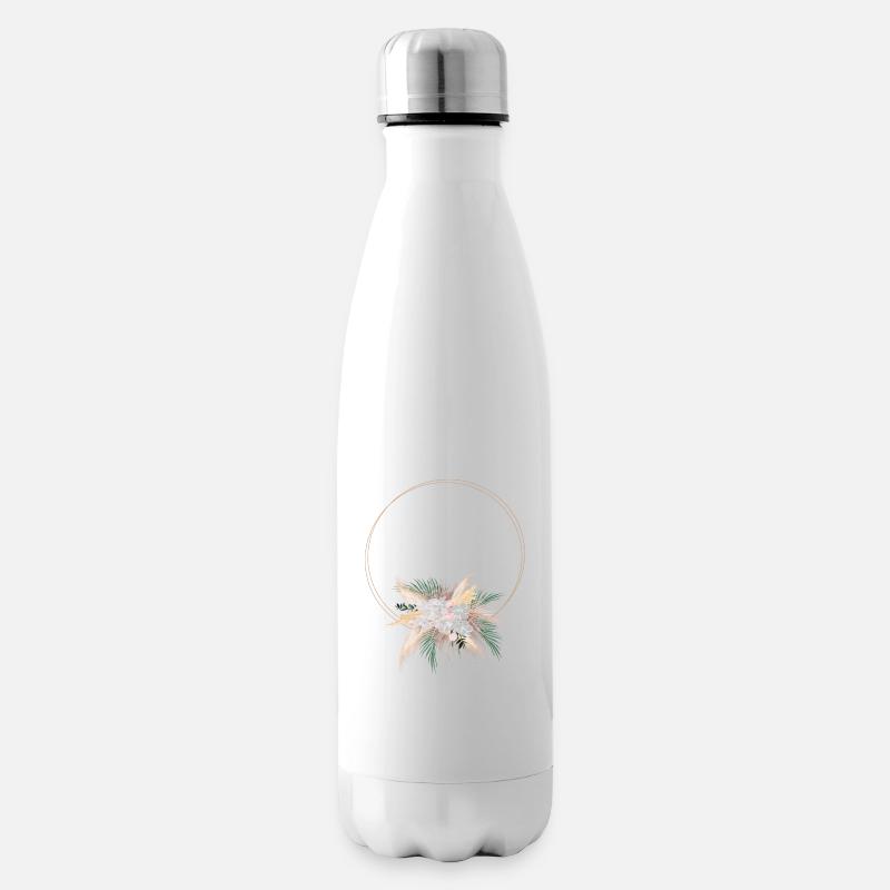 Boho Blumenstrauß personalisierbar - Isolierflasche - Weiß
