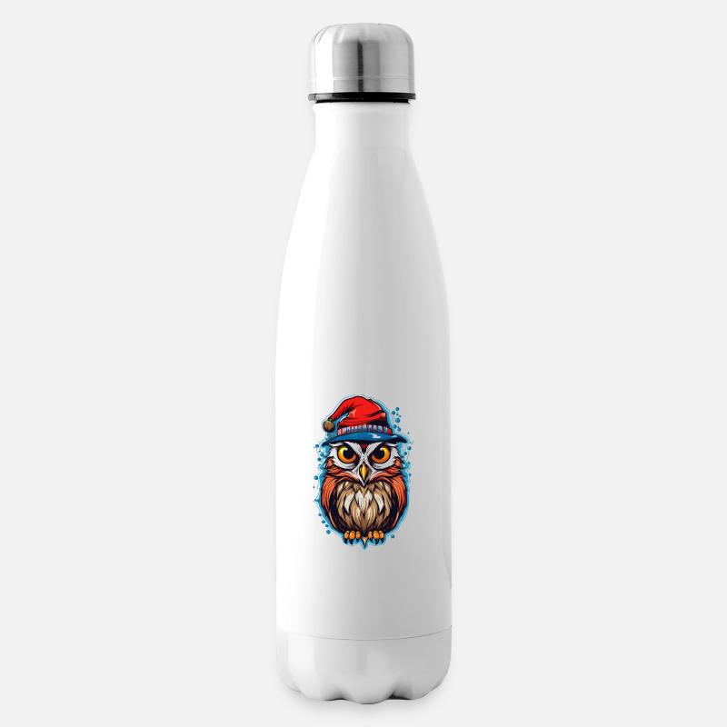 Süße Eule mit Weihnachtsmütze Kawaii Geschenk - Isolierflasche - Weiß