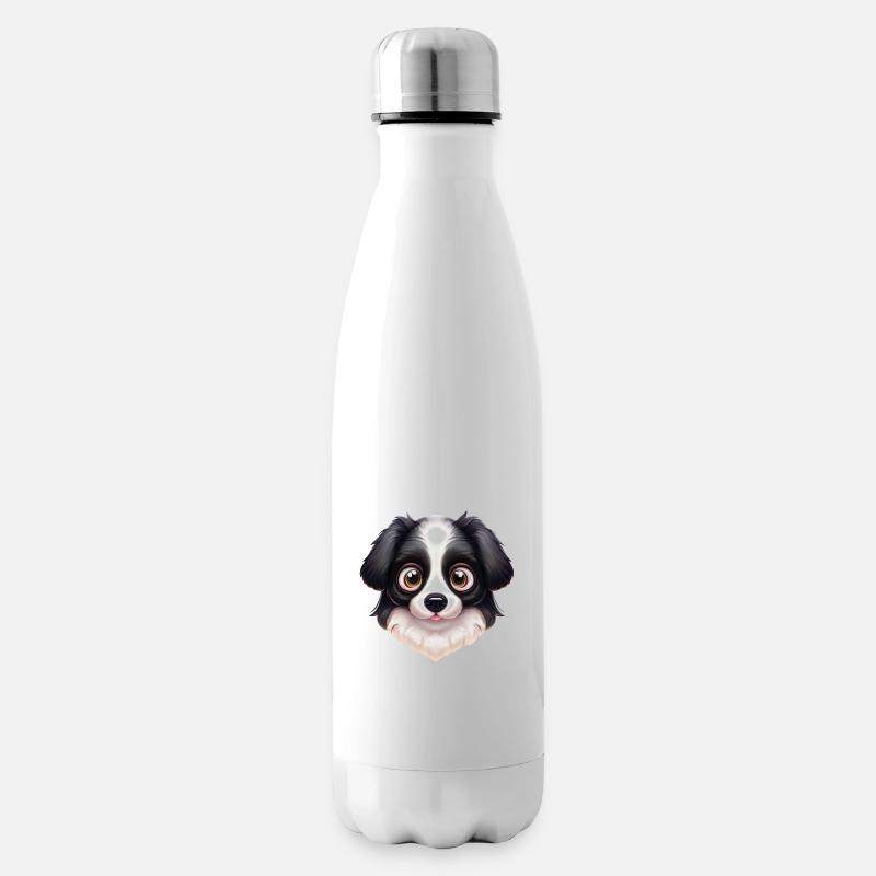Artistic Border Collie Artwork - Insulated Water Bottle - white