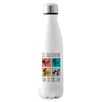 Ride my Bike cool en disant biker vintage cadeau - Bouteille isotherme - blanc - Droite