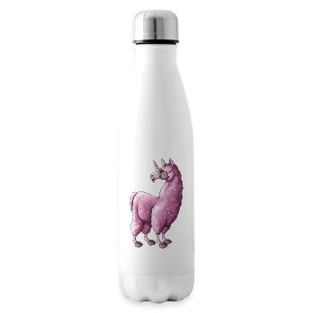Pink llama llama unicorn illustration - Insulated Water Bottle - white - Right