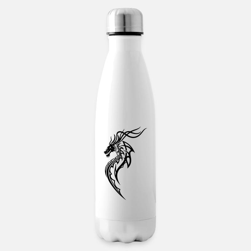 Fantasy Drache Line Art – Tribal Tattoo Stil - Isolierflasche - Weiß