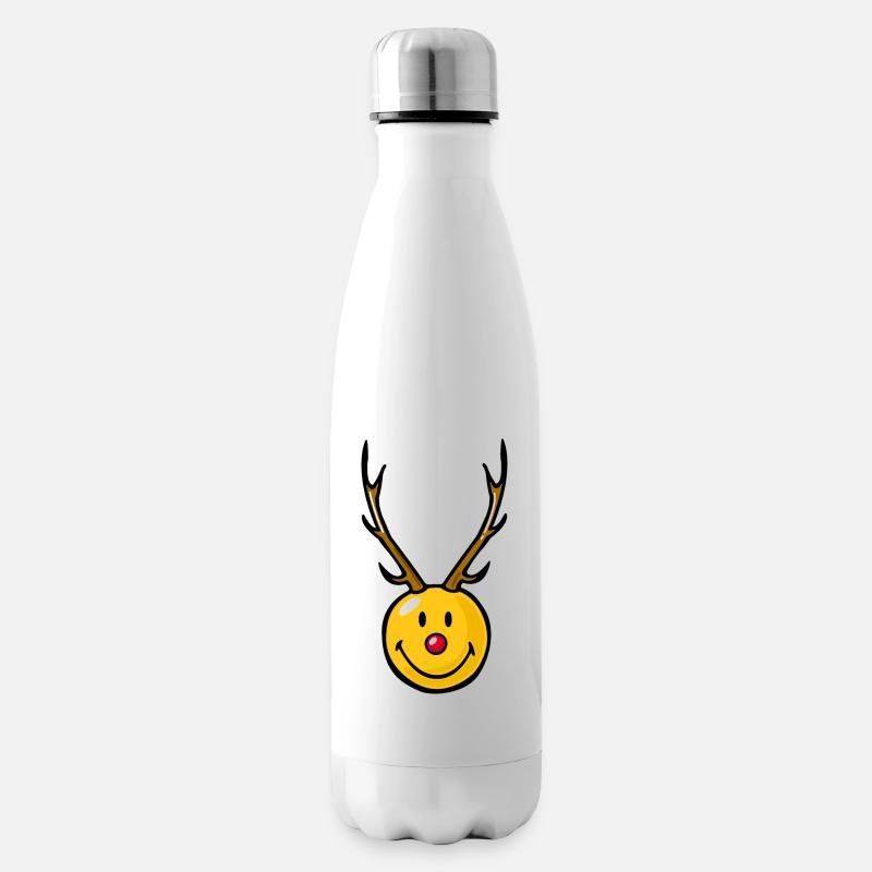 Smiley Christmas Reindeer - Isolierflasche - Weiß