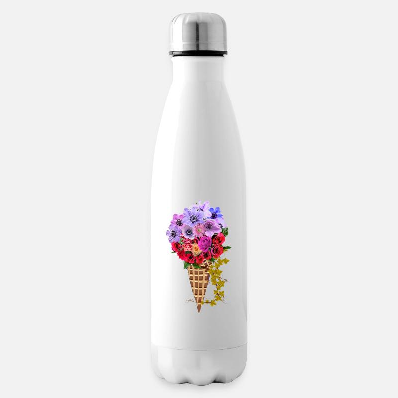 Blumen Eistüte Bouquet - Isolierflasche - Weiß