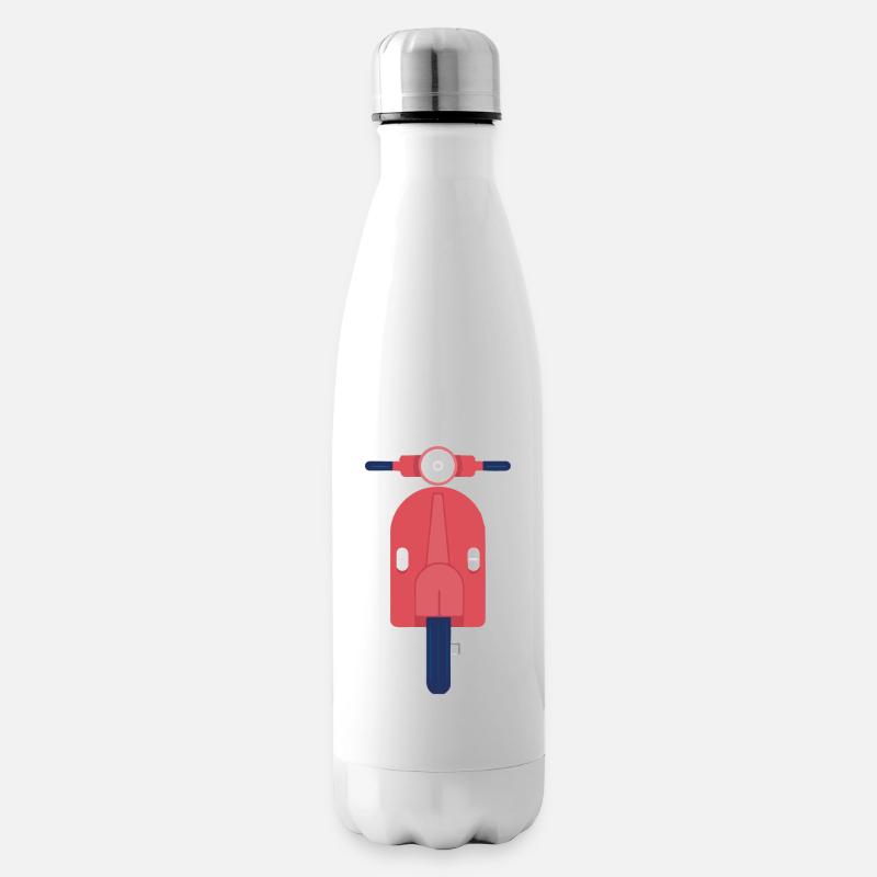 Roter Vintage Retro Roller - Isolierflasche - Weiß
