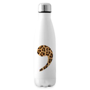 leopard comma trend gift idea punctuation - Insulated Water Bottle - white - Right