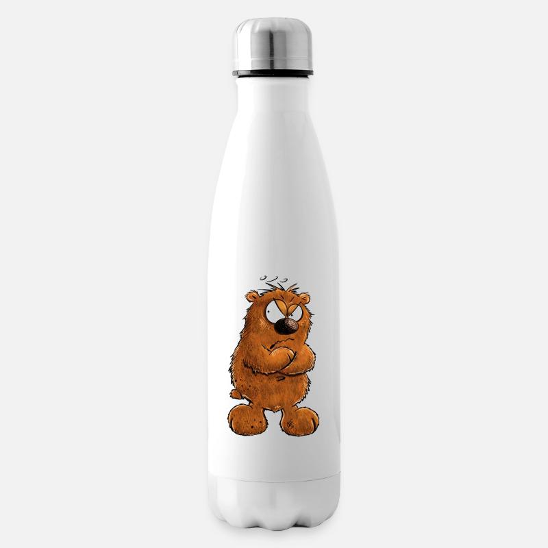 Muffeliger Brauner Bär I Nö Nein Statement - Isolierflasche - Weiß