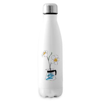 Coffee pot with flower - Insulated Water Bottle - white - Right