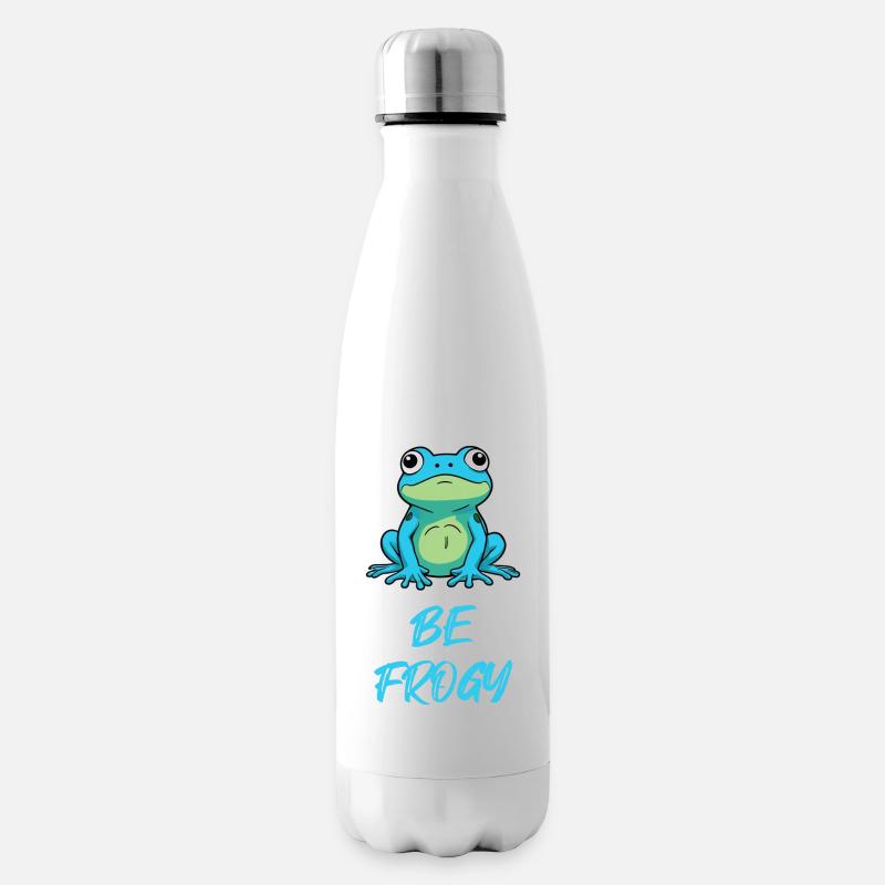Frosch Blau - Isolierflasche - Weiß