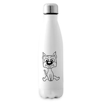 Hund Sitzt Süß Kleiner Glücklicher Welpe Haustier - Isolierflasche - Weiß - Rechts