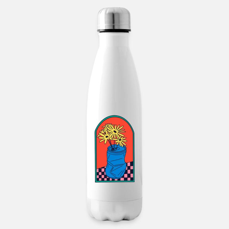 Fleurs en boîte broyée - Bouteille isotherme - blanc
