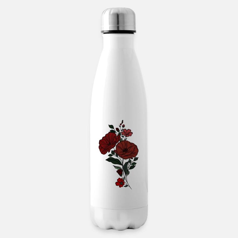 Blume - Isolierflasche - Weiß