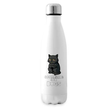 Sozialisierung ist für Hunde – unsoziale Katzenstimmung - Isolierflasche - Weiß - Rechts