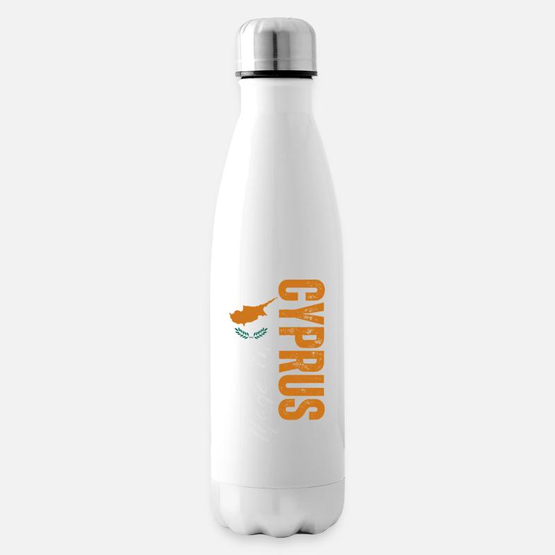 Hergestellt in Zypern, vertikales Design - Isolierflasche - Weiß