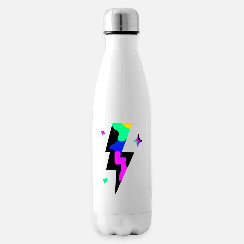 Neon Lightning Burst - Insulated Water Bottle - white