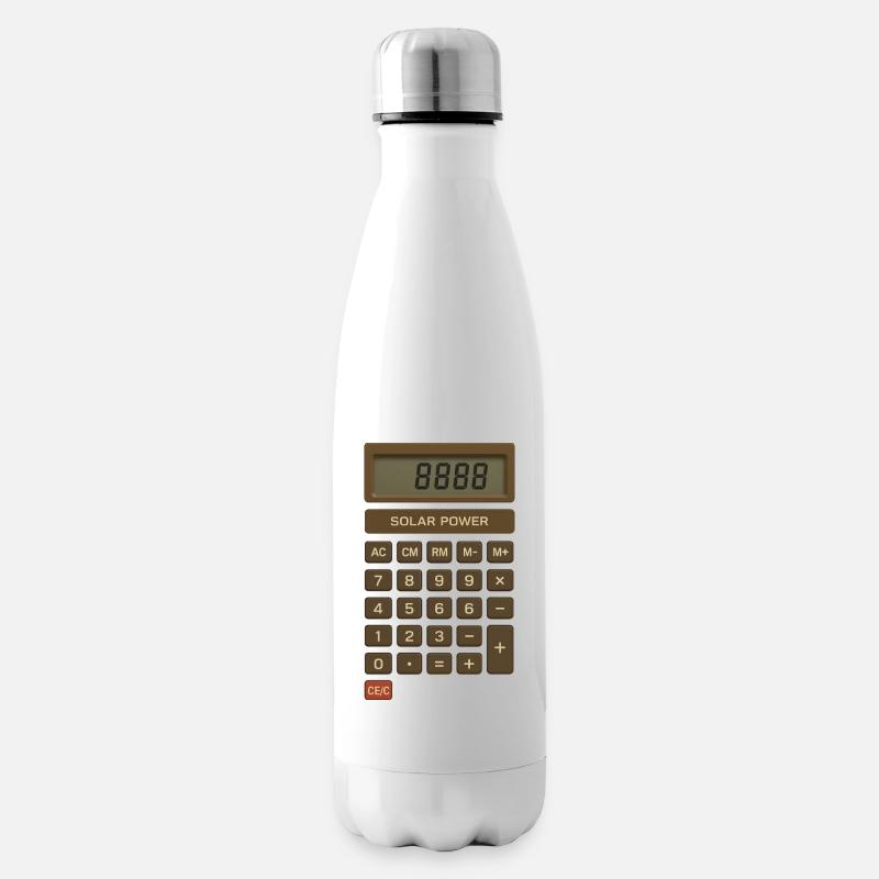 Solar Power Calculator Retro - Insulated Water Bottle - white