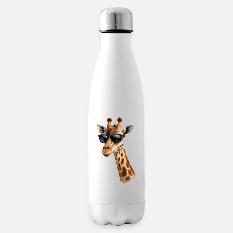 Coole Giraffe mit Sonnenbrille  - Isolierflasche - Weiß
