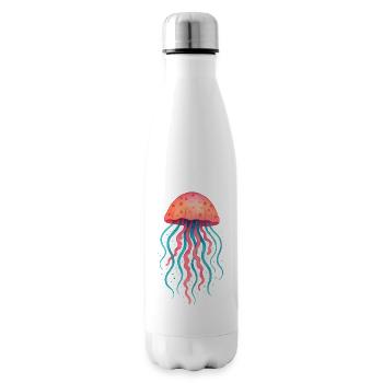 Aquarelle néon méduse - Bouteille isotherme - blanc - Droite