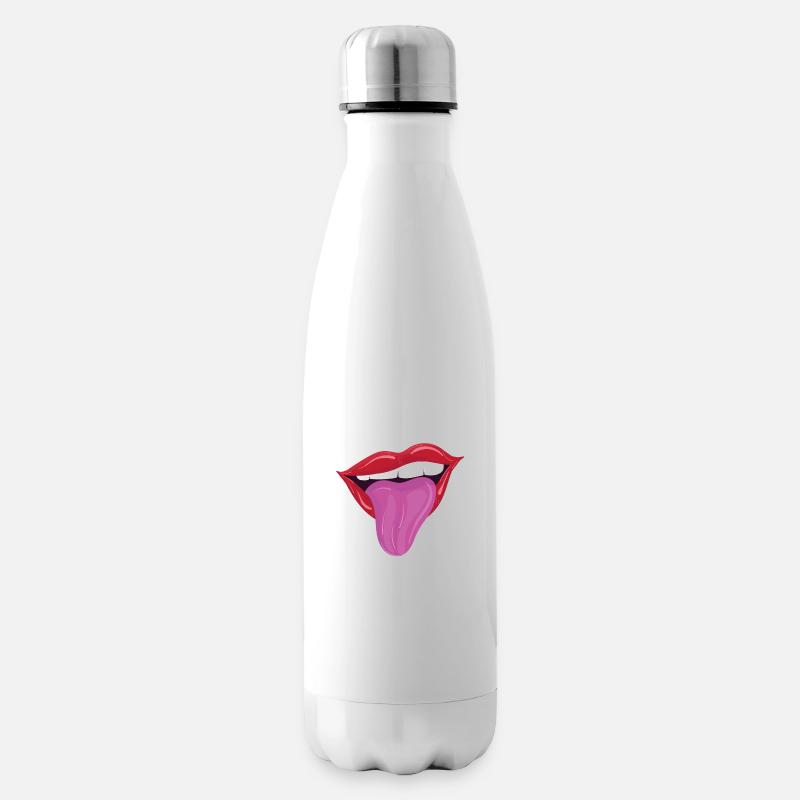 Lèvres coquines avec la langue - Bouteille isotherme - blanc