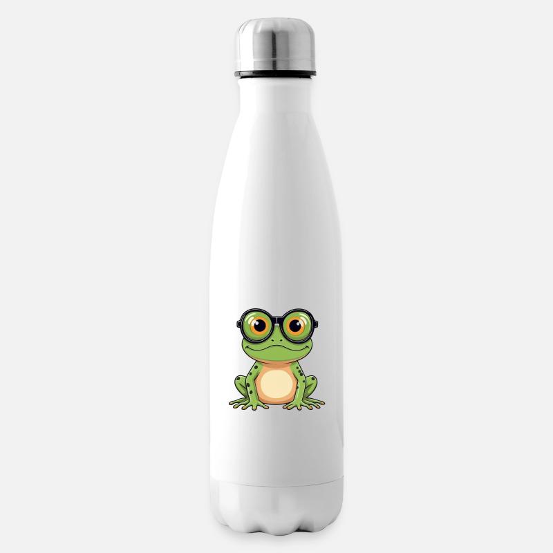 Frosch mit Brille - Isolierflasche - Weiß