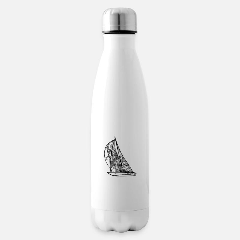 Sport Segelboot mit Segeln - Isolierflasche - Weiß