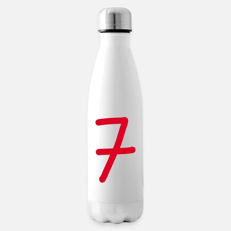 7 Nummer sieben Zahl rot Geburtstag - Isolierflasche - Weiß