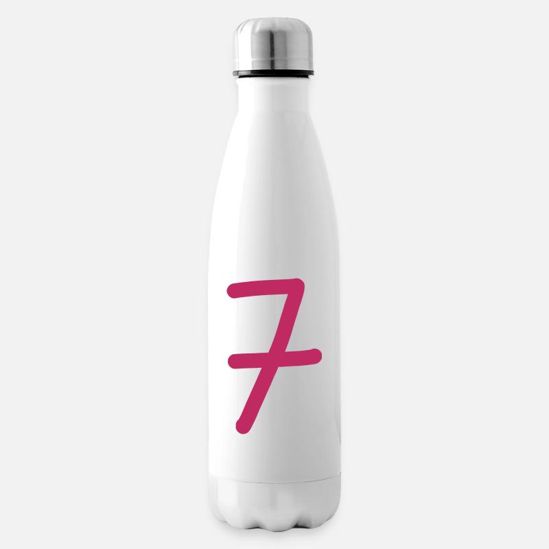 7 Numéro sept numéro rose anniversaire - Bouteille isotherme - blanc