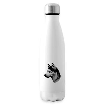 Dessin Husky noir et blanc - Bouteille isotherme - blanc - Droite