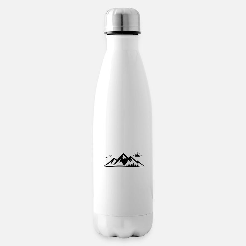 Bergsilhouette mit Sonne - Isolierflasche - Weiß